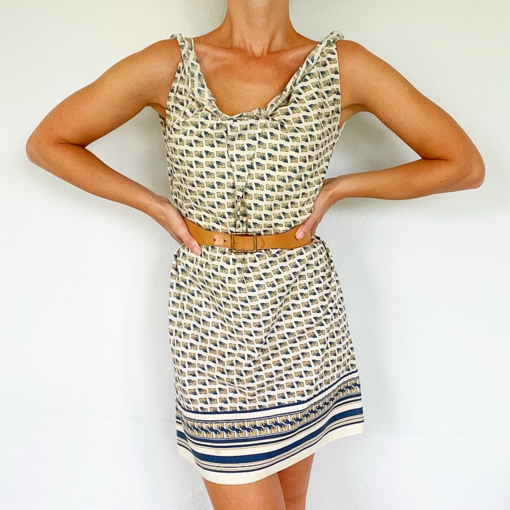 Vintage handmade abstract geometric print sleeveless dress size small
